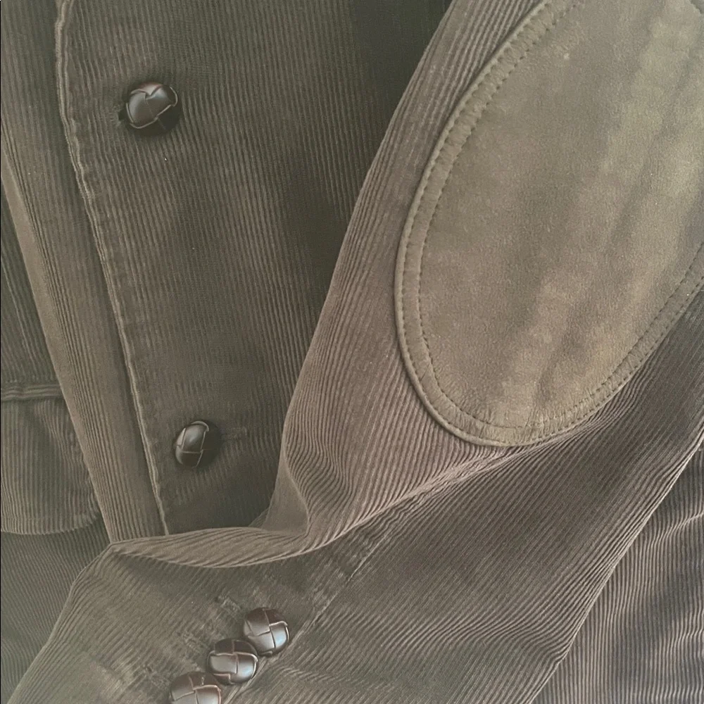 Brown Corduroy Sports Coat Elbow Patches Leather Buttons Size Medium